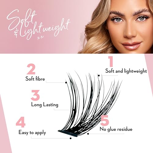 One V Salon Fluffy Lash Clusters, Thick False Eyelashes 120 Pc Natural Individual Lashes 40D-D Curl 9-16mm DIY Lash Extension