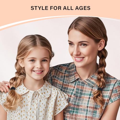 100 Small Black Hair Ties - Elastic Bands for Kids & Women