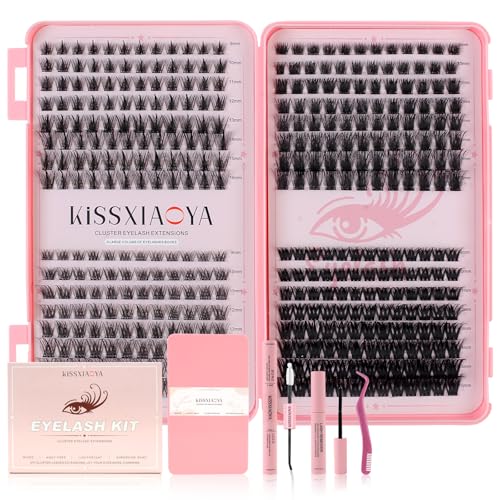 Cluster Lash Extension Kit, 392 Pcs D Curl with Glue & Remover