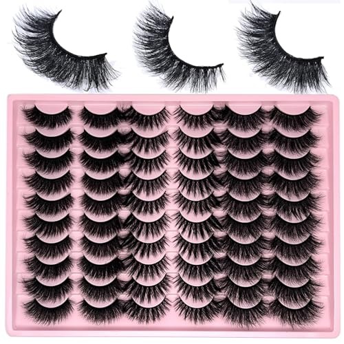 30 Pair Faux Mink False Lashes Kit - Fluffy 3D Wispy Eyelashes