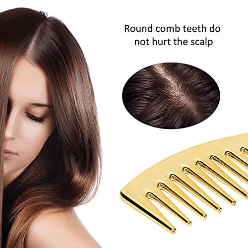 Wide Tooth Combs, No Handle Hair Detangling Comb Large Salon Shampoo Comb for Men Women (Gold)