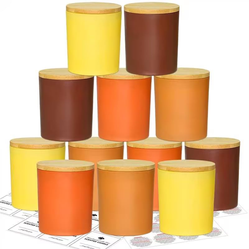 12 Pack 10oz Glass Candle Jars with Bamboo Lids
