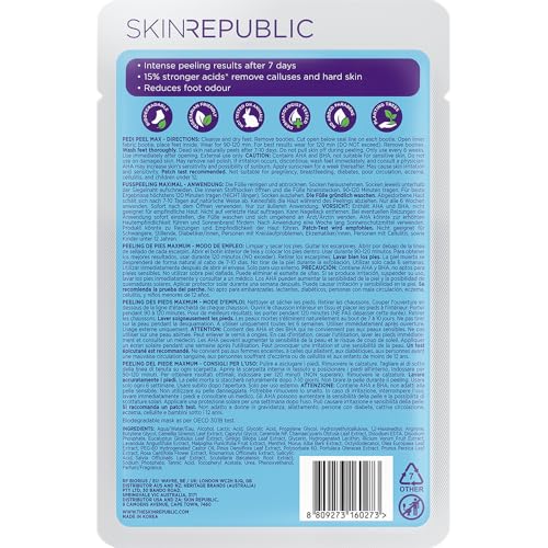 Skin Republic Pedi Peel Max Intense Foot Peeling Mask with AHA - 1 Pair