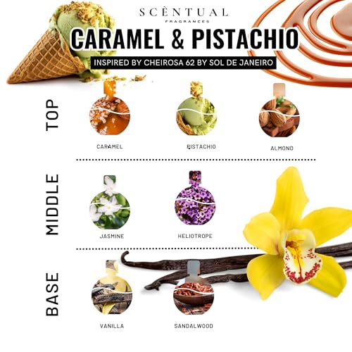 Scentual Fragrances Caramel & Pistachio Long-Lasting Vegan Perfume Mist, Women’s Gourmand Fragrance
