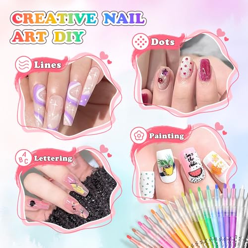 60 Colors Nail Art Pen Set,3D Acrylic Nails Art Markers Pens,Quick Dry Nail Doodle Pens for Home & Salon DIY Nail Art £¨1.0 mm Pen Nib£©