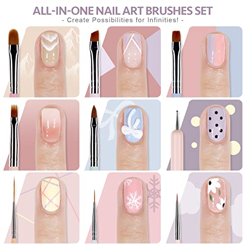 GAOY 8 Pcs Nail Art Brushes - Colored Nail Art Pens & Dotting Tools Set