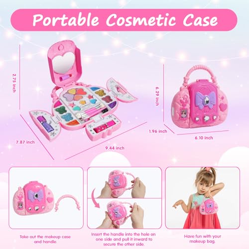Topsolid Kids Makeup Kit with Mirror - Washable, Non-Toxic for Girls 3-8