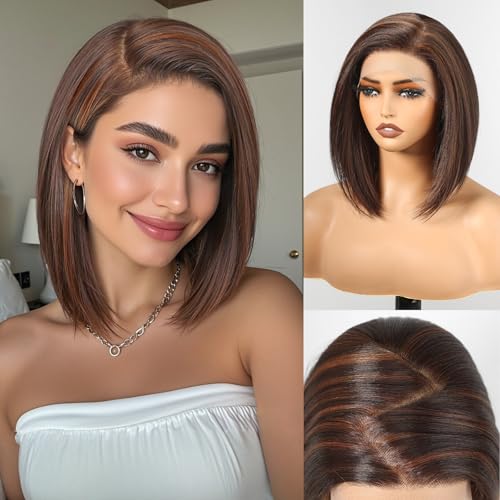 HAIRCUBE 10 Inch Brown Bob Wig - HD Synthetic Lace Front