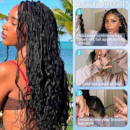 Human Braiding Hair for Boho Braids 22inch 100% human hair Water Wave Bulk Braiding Knotless No Weft Curly Bundles Human Hair Wet and Wavy Micro Hair Extensions Bulk 2 Bundles 100g hair Natural Color