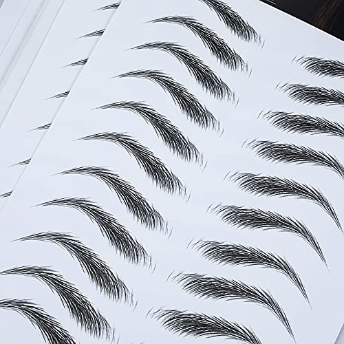 4D Hair-Like Eyebrow Tattoos - 12 Sheets Waterproof Long-Lasting Eyebrow Transfers - Peel Off Stickers - Classic Style, 132 Pairs