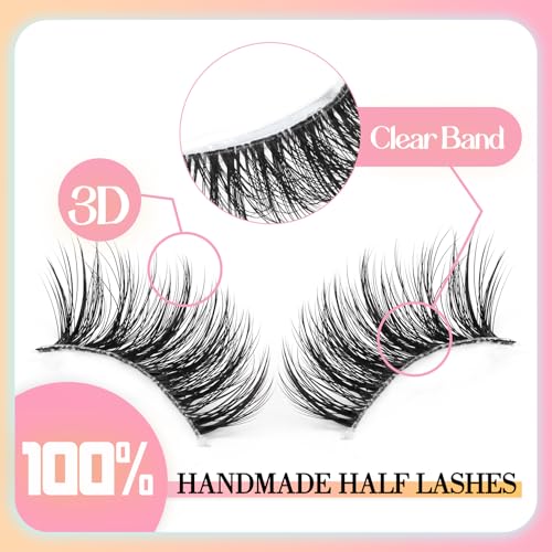 Ahrikiss Half Lashes 10 Pairs 10mm Wispy Cat Eye 3D Fluffy