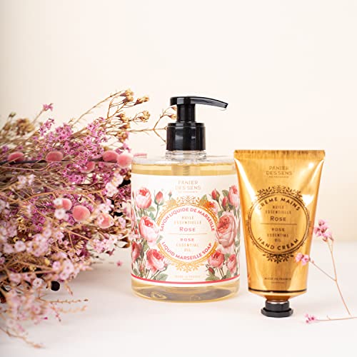 Panier des Sens ? Rose Foaming Liquid Hand Wash & Moisturizing Hand Cream ? Hand Soap and Lotion Set - with Coconut Oil, Shea Butter ? French Hand Care ? Gentle Formula ? 97% Natural Ingredients