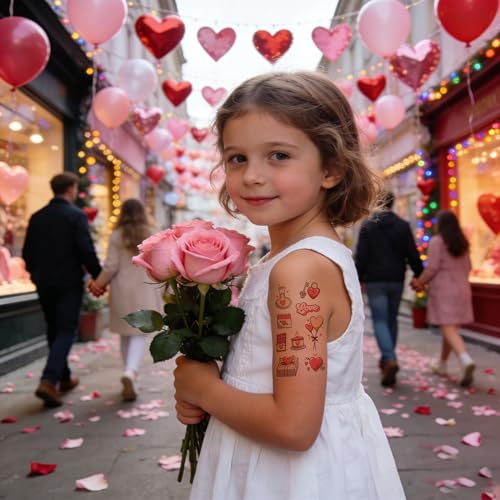 Valentine's Day Temporary Tattoos - 20 Sheets, Waterproof & Long Lasting