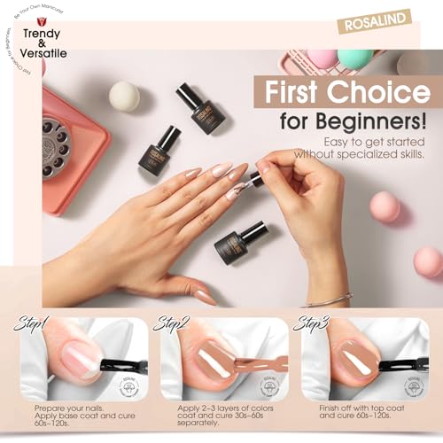ROSALIND Nude Brown Gel Nail Polish Set, 12 Colors