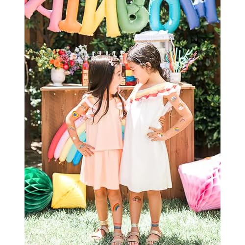 170 Pieces Rainbow Temporary Tattoos Stickers,20 Sheets Rainbow Cloud Sun Themed Tattoos Stickers Party Decoration favors for Kids Girl Boys Birthday Baby Shower Party Decoration Supplies