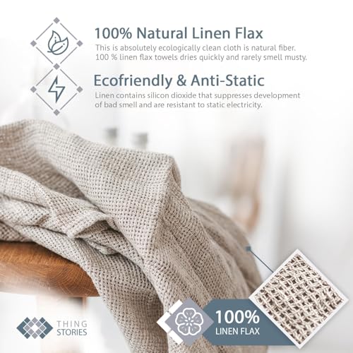 100% Natural Linen Bath Towel - Lightweight Quick-Dry Absorbent Exfoliating Linen Towel - Open Weave Hair Drying Towel