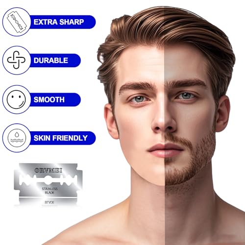 Double Edge Razor Blades - 100 Counts Safety Razor Blades for Shaving Platinum Stainless Steel a Smooth, Precise and Clean Shave,Fits All Standard Double Edge Razors