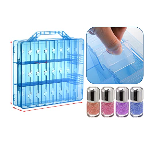 Foraineam 2 Pack Double Side Nail Polish Organizer Transparent Nail Tools Holder Box Portable Universal Nail Polish Carrying Case with 8 Adjustable Dividers for Storage Display
