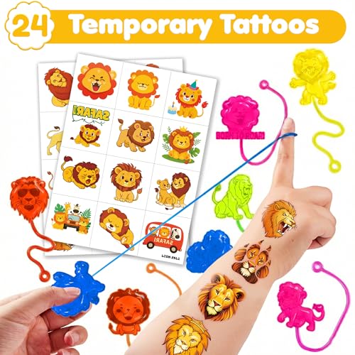 48PC Lion Party Favors - Stick Hands & Temporary Tattoos