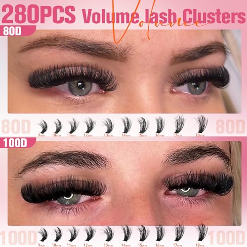 Fluffy Lash Clusters Kit 80D 100D Volume Eyelash Extension 280 Pcs