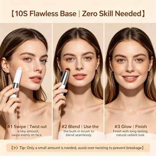 Color-Changing Foundation Stick with Brush - Dewy Finish