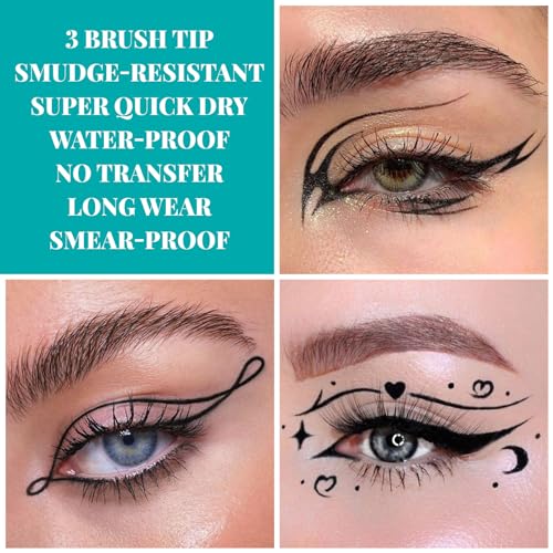 UCANBE 3-Piece Black Liquid Eyeliner Kit - Waterproof 24Hr