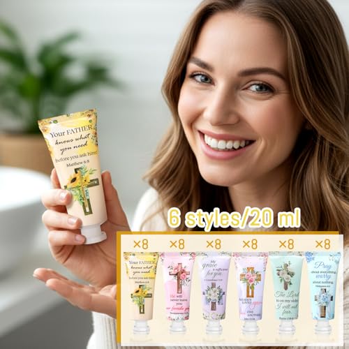 72 Pcs Christian Gifts Bulk for Women Mother's Day Cross Hand Cream Travel Size Easter Bible Verse Gifts Jesus Religious Scripture Faith Party Favor for Sunday Prayer Church Women Mom Teacher