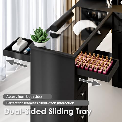 HolaiNail L-Shaped Manicure Table w/ LED Display & USB Ports