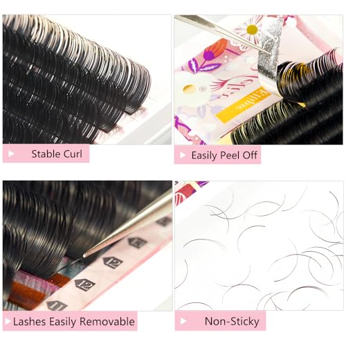 YELIX Flat Eyelash Extensions C/D Curl 8-15mm Mixed