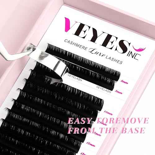 VEYES INC Cashmere Luxe Lashes - Tapered Tips Volume Lash Extension Trays B/C/CC/D/M/J Curl, 0.03-0.05, 8-17mm | Matte Black Professional Eyelash Supplies for Lash Techs (0.03 CC 8-16mm)