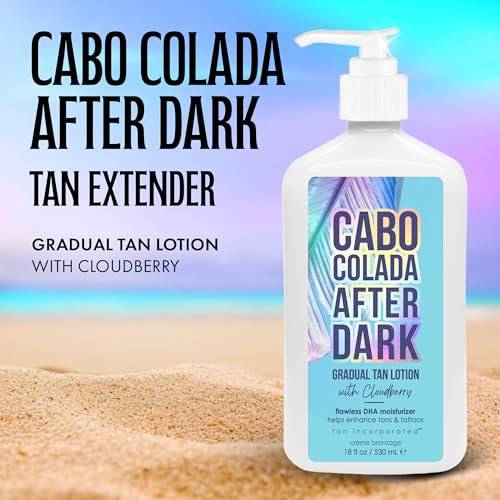 Brown Sugar Cabo Colada After Dark Gradual Tan Lotion & Tattoo Enhancer, Cloudberry with DHA Carrot Oil & Tigergrass, 18 Fl Oz
