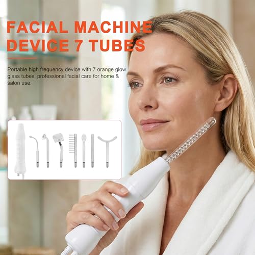 Hi-Frequency Facial Wand with 7 Electrode Tubes - Skin Toning Device