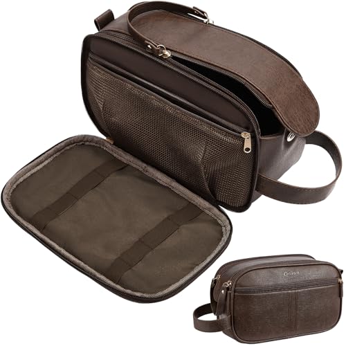 PU Leather Toiletry Bag for Men, Water-Resistant Travel Organizer