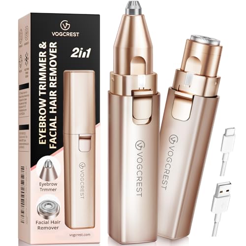 Rechargeable Facial Hair Remover & Eyebrow Trimmer for Women - 2 in 1 Electric Personal Grooming Tool
