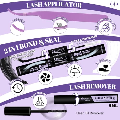 Volume Lash Clusters Kit 360Pcs 60D+80D with Bond & Remover