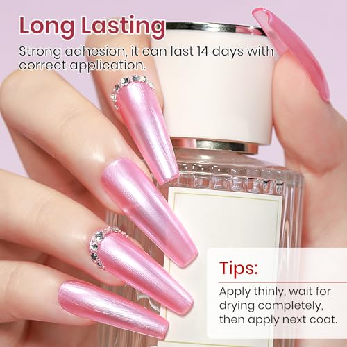 MIZHSE Pearlescent Rose Pink Nail Polish - Quick Dry Pearl Lacquer (15ml)