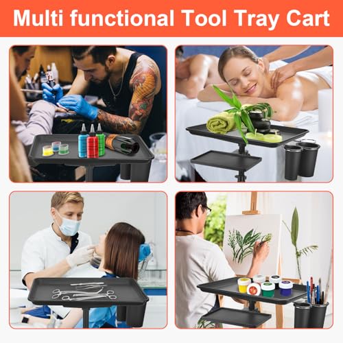 Adjustable Salon Tray Cart on Wheels, 17" x 13" Storage