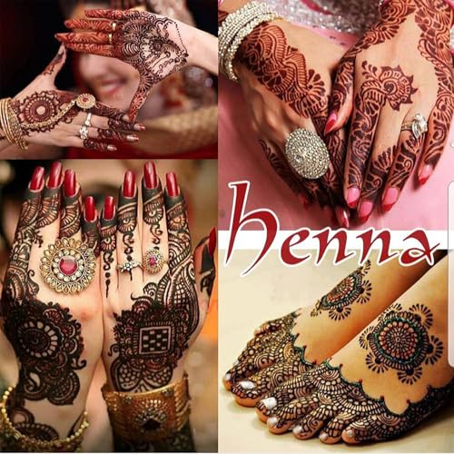Temporary Henna Tattoo Stickers - Indian Flower Pattern Fake Tattoos for Women Body Arms Legs Hands, Halloween Costume Cosplay Wedding Beach Party Decorations 6 Pcs