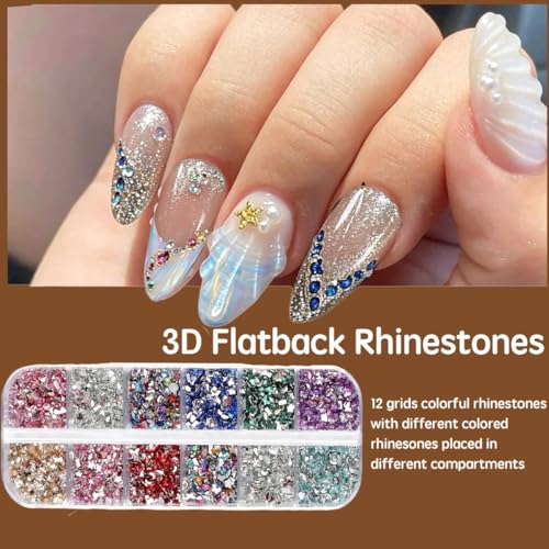 Nail Art Kit with 3D Charms, Gems & 15 Brushes - Qubccum
