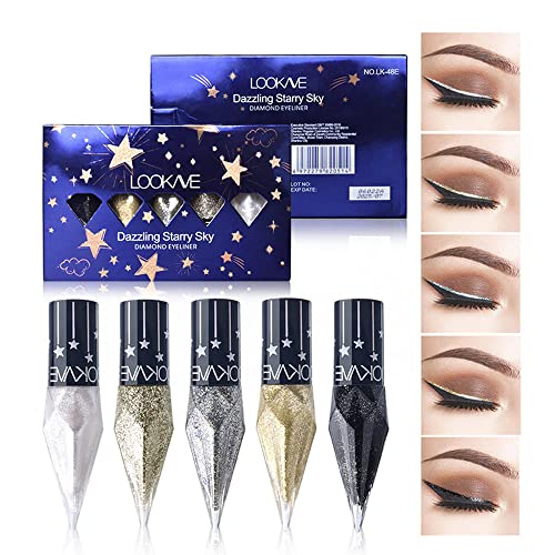 Go Ho Glitter Liquid Eyeliner Set - 5 Colors Waterproof