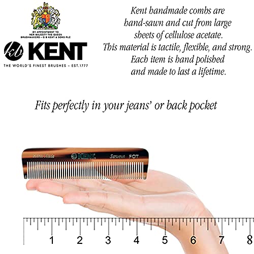 Kent Set of 3, 81T Small Beard and Mustache Comb, FOT All Fine Pocket Comb and PF22 Hair Brush and Beard Bruh, Best Beard and Mustache Grooming Kit for Travel and Home Beard Care, Made in England