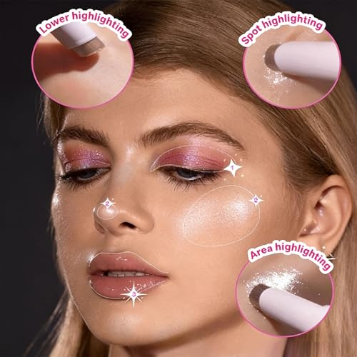 Crystal Jelly Glaze Eyeshadow Stick Shimmer with Brush Easy to Blend Long Lasting Eye Shadow Brightener Pencil Crayon