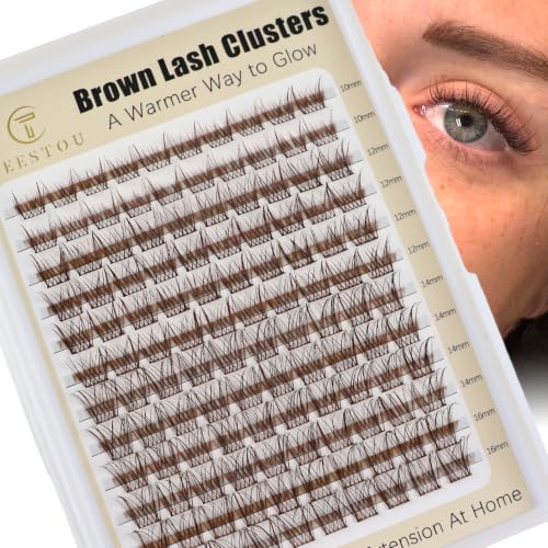 TEESTOU Dark Brown Wispy Lash Clusters Natural Look D-Curl 10-16mm