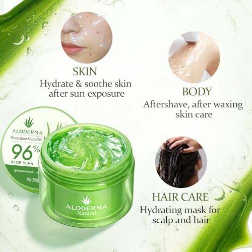 Aloderma Pure Aloe Vera Gel 96% Organic - Face Moisturizer & Scalp Treatment
