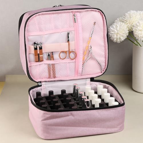 Nail Polish Organizer Case - Holds 30 Bottles & Lamp Dryer