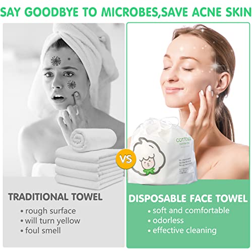 Disposable Face Towel for Dry and Wet Use, 100% Cotton Facial Tissue, Ultra Thicked Facial Cleansing Towels, Multi-Purpose Dry Wipes for Makeup Removing, Sensitive | Baby Skincare