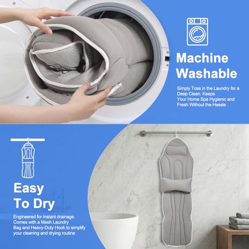 Full Body Bath Pillow for Bathtub - 56" x 19" Spa Cushion with Lumbar Support
