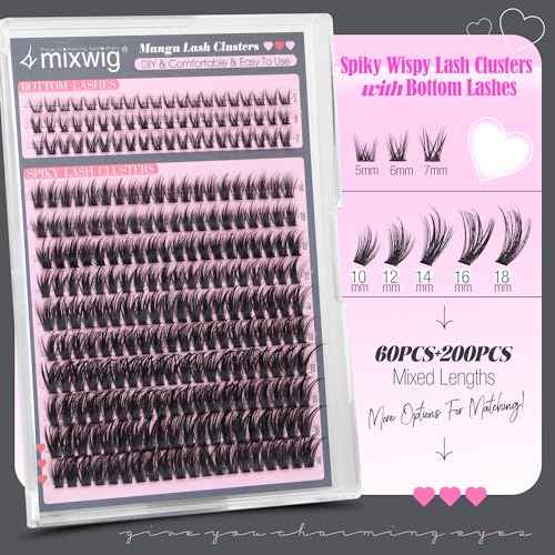 Spikes Lash Clusters Wispy Eyelash Clusters with Bottom Lashes Spiky Volume Cluster Eyelash Extensions Thick Cluster Lashes D Curly 5-18MM 60D DIY Individual Lashes by Lvmixwig