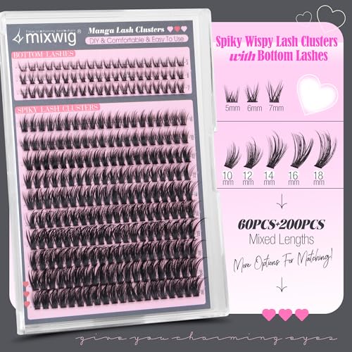 Lvmixwig Spiky Volume Wispy False Eyelash Clusters with Bottom Lashes 5-18MM