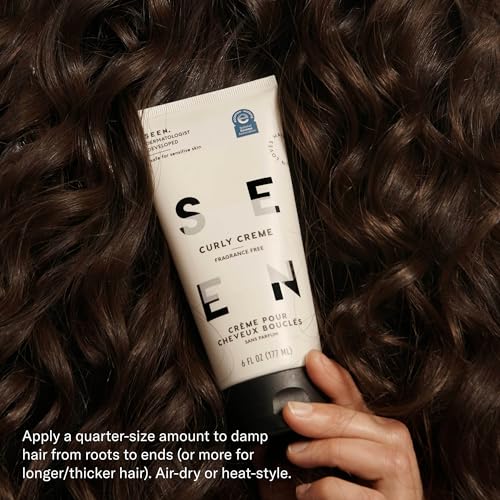 SEEN Fragrance-Free Curly Creme for Sensitive Skin - Non-Comedogenic, Anti-Frizz Hair Styling Cream